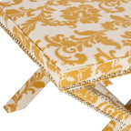 Repose-pieds banc touffeté – Tissu en mélange de laine Royal, Clous décoratifs argentés