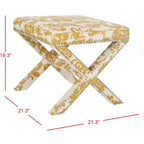 Repose-pieds banc touffeté – Tissu en mélange de laine Royal, Clous décoratifs argentés