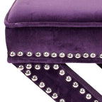 Repose-pieds banc touffeté – Tissu en mélange de laine Royal, Clous décoratifs argentés