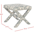 Repose-pieds banc touffeté – Tissu en mélange de laine Royal, Clous décoratifs argentés