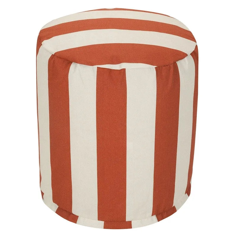Pouf ottoman à rayures verticales intérieur/extérieur – Résistant à l'eau et aux taches, 41x41x43 cm