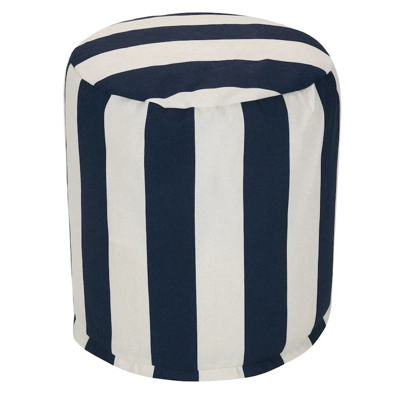 Pouf ottoman à rayures verticales intérieur/extérieur – Résistant à l'eau et aux taches, 41x41x43 cm