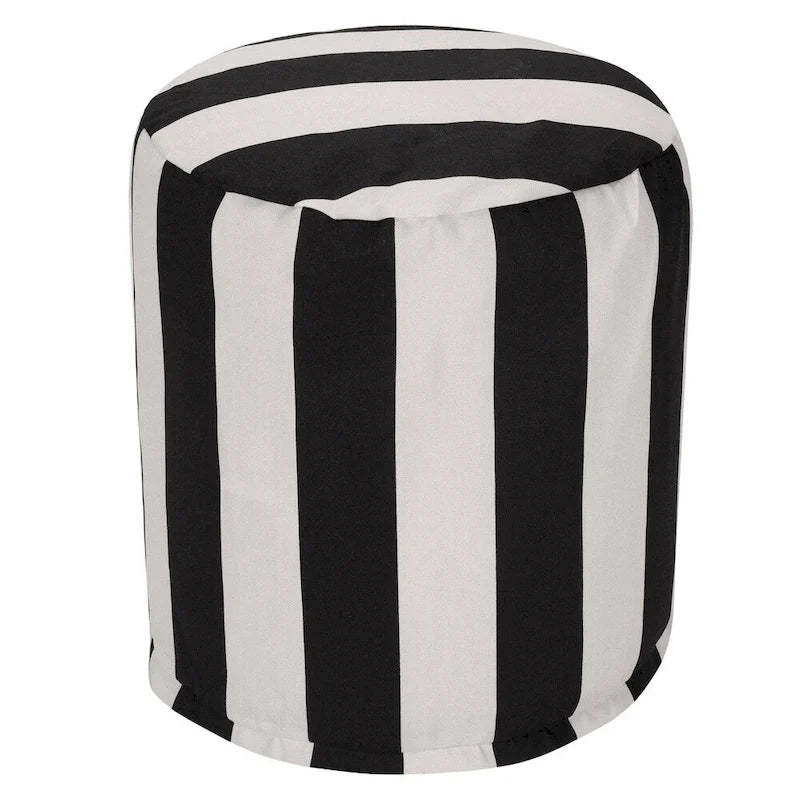 Pouf ottoman à rayures verticales intérieur/extérieur – Résistant à l'eau et aux taches, 41x41x43 cm