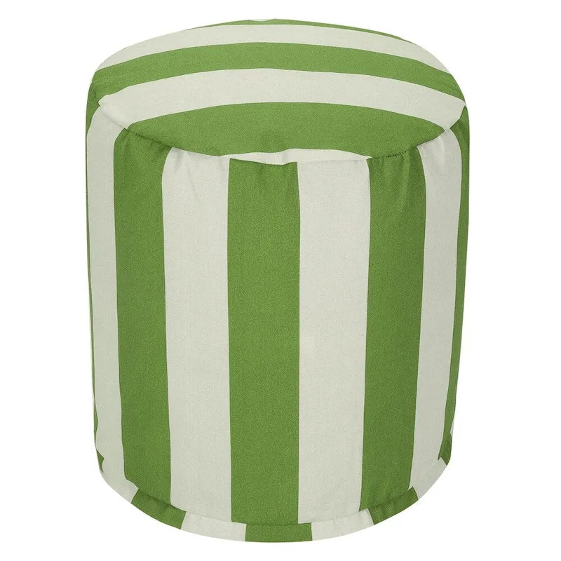Pouf ottoman à rayures verticales intérieur/extérieur – Résistant à l'eau et aux taches, 41x41x43 cm