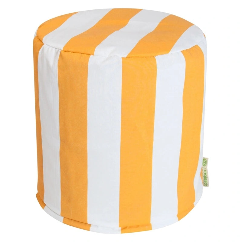 Pouf ottoman à rayures verticales intérieur/extérieur – Résistant à l'eau et aux taches, 41x41x43 cm