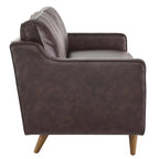 Canapé en cuir pleine fleur de style Mid-Century Modern – Structure en bois d'hévéa, suspension à ressorts, mousse haute densité