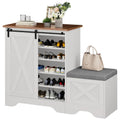 Banc à chaussures de ferme avec porte coulissante de style grange – 5 niveaux, pour 20 paires