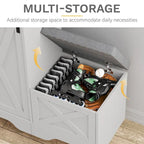 Banc à chaussures de ferme avec porte coulissante de style grange – 5 niveaux, pour 20 paires
