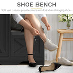 Banc à chaussures de ferme avec porte coulissante de style grange – 5 niveaux, pour 20 paires