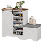 Banc à chaussures de ferme avec porte coulissante de style grange – 5 niveaux, pour 20 paires