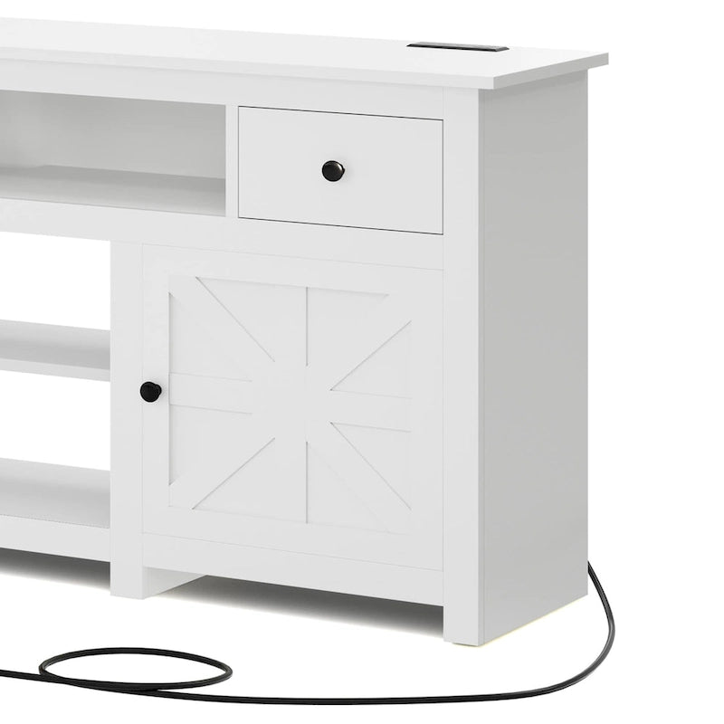 Meuble TV de ferme de 70 po avec prise de courant – Convient aux téléviseurs jusqu'à 80", 70 long. x 15,5 larg. x 30 haut.