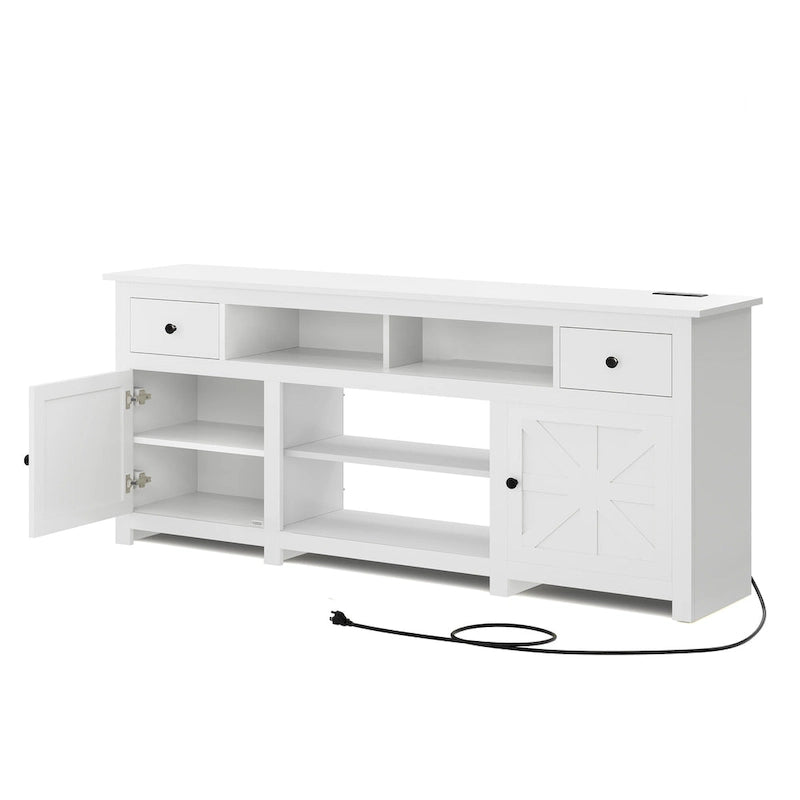 Meuble TV de ferme de 70 po avec prise de courant – Convient aux téléviseurs jusqu'à 80", 70 long. x 15,5 larg. x 30 haut.