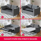 Canapé-lit convertible avec matelas en mousse à mémoire de forme, porte-gobelet et port USB