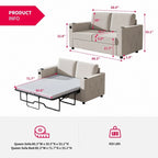 Canapé-lit convertible avec matelas en mousse à mémoire de forme, porte-gobelet et port USB
