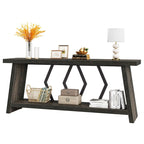 Table d'appoint avec 2 paniers pliables en écorce de maïs – Plateau aspect marbre, Chocolat Noir