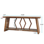 Table d'appoint avec 2 paniers pliables en écorce de maïs – Plateau aspect marbre, Chocolat Noir
