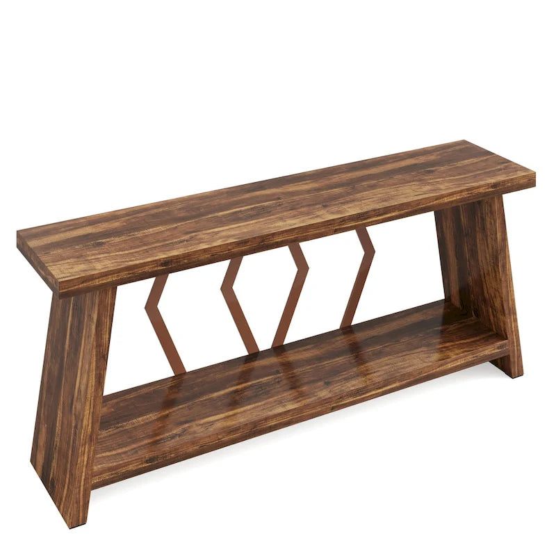 Table d'appoint avec 2 paniers pliables en écorce de maïs – Plateau aspect marbre, Chocolat Noir