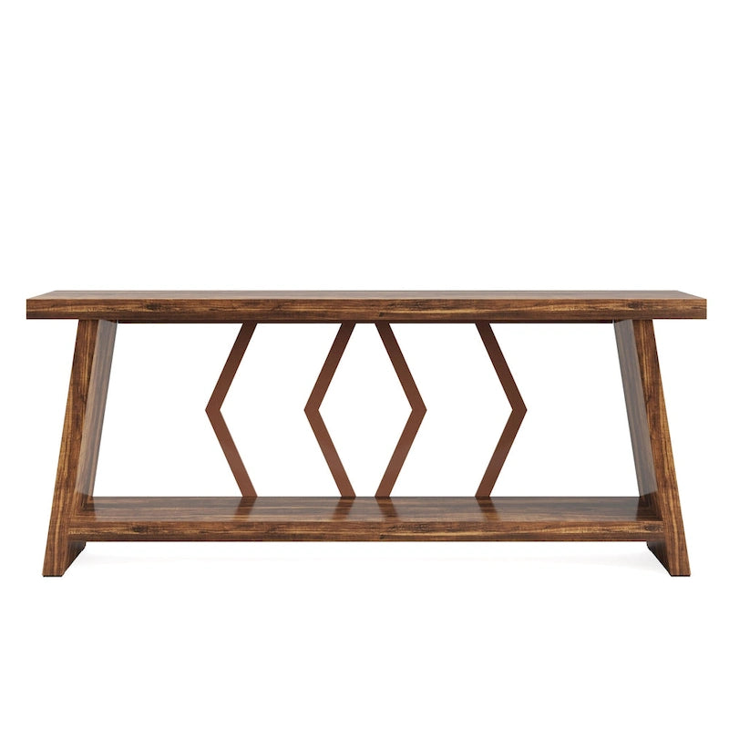 Table d'appoint avec 2 paniers pliables en écorce de maïs – Plateau aspect marbre, Chocolat Noir