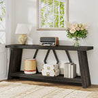 Table d'appoint avec 2 paniers pliables en écorce de maïs – Plateau aspect marbre, Chocolat Noir