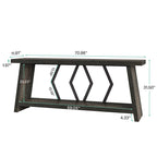 Table d'appoint avec 2 paniers pliables en écorce de maïs – Plateau aspect marbre, Chocolat Noir