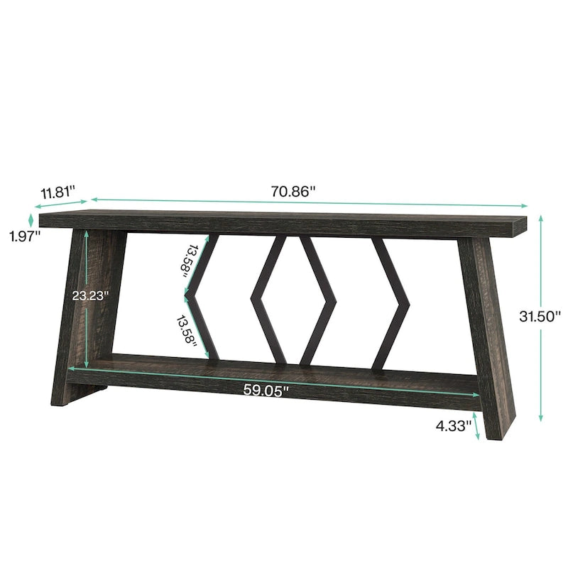 Table d'appoint avec 2 paniers pliables en écorce de maïs – Plateau aspect marbre, Chocolat Noir