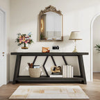 Table d'appoint avec 2 paniers pliables en écorce de maïs – Plateau aspect marbre, Chocolat Noir