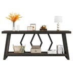 Table d'appoint avec 2 paniers pliables en écorce de maïs – Plateau aspect marbre, Chocolat Noir