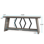Table d'appoint avec 2 paniers pliables en écorce de maïs – Plateau aspect marbre, Chocolat Noir