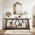 Table d'appoint avec 2 paniers pliables en écorce de maïs – Plateau aspect marbre, Chocolat Noir