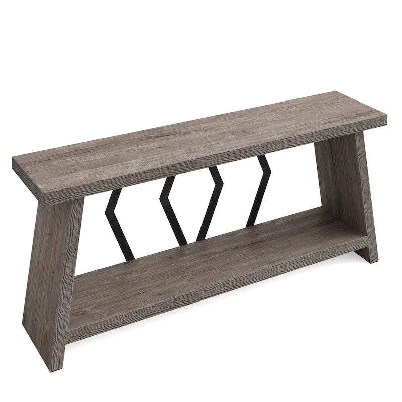 Table d'appoint avec 2 paniers pliables en écorce de maïs – Plateau aspect marbre, Chocolat Noir