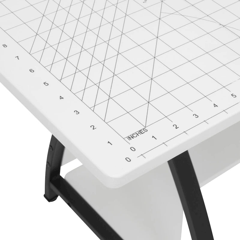 Bureau de couture domestique avec plateau quadrillé et tablette rabattable en option – Bureau à domicile double usage