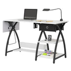 Bureau de couture domestique avec plateau quadrillé et tablette rabattable en option – Bureau à domicile double usage
