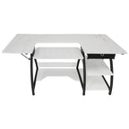 Bureau de couture domestique avec plateau quadrillé et tablette rabattable en option – Bureau à domicile double usage