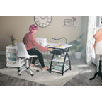 Bureau de couture domestique avec plateau quadrillé et tablette rabattable en option – Bureau à domicile double usage