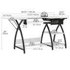 Bureau de couture domestique avec plateau quadrillé et tablette rabattable en option – Bureau à domicile double usage