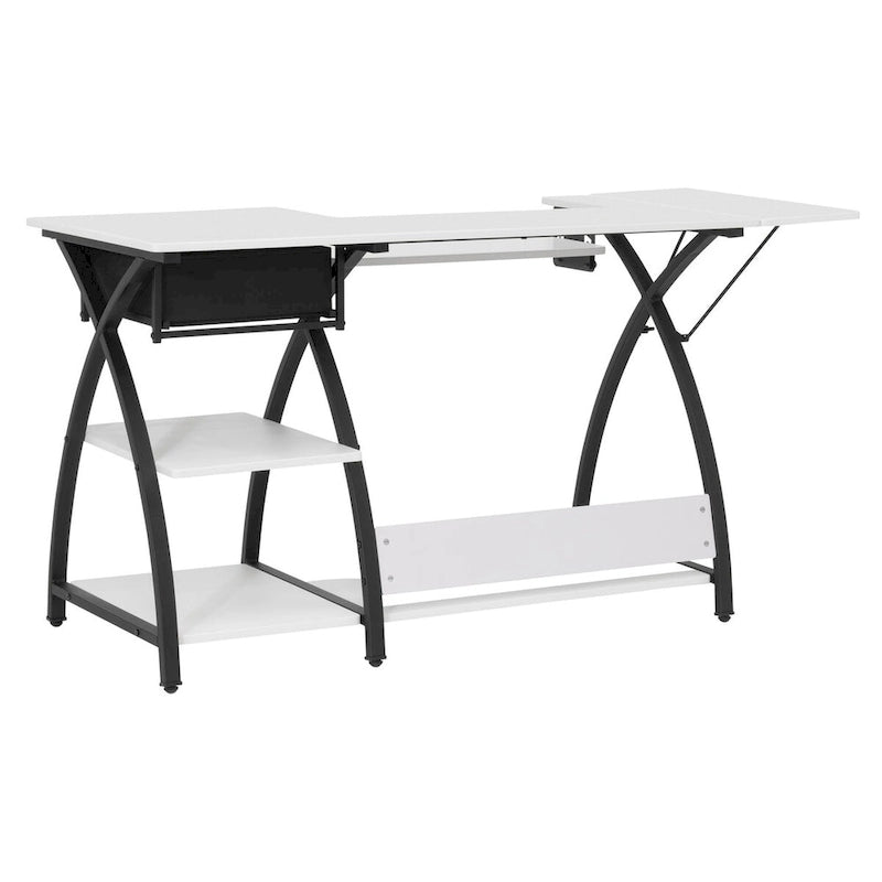 Bureau de couture domestique avec plateau quadrillé et tablette rabattable en option – Bureau à domicile double usage