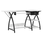 Bureau de couture domestique avec plateau quadrillé et tablette rabattable en option – Bureau à domicile double usage