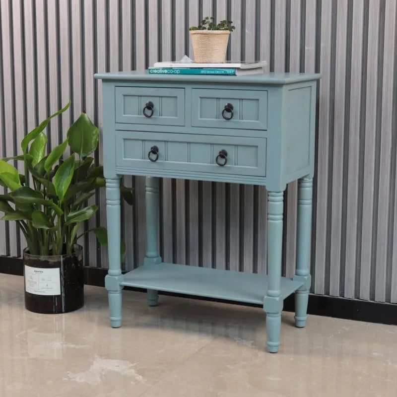 Console Table with 3 Drawers, Sofa Side Table with Bottom Open Storage Shelf, Heavy-Duty Entryway Table for Hallway/Living Room