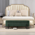 Banc de rangement tissé avec charnières de sécurité – Banc de bout de lit capitonné en velours