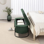 Banc de rangement tissé avec charnières de sécurité – Banc de bout de lit capitonné en velours