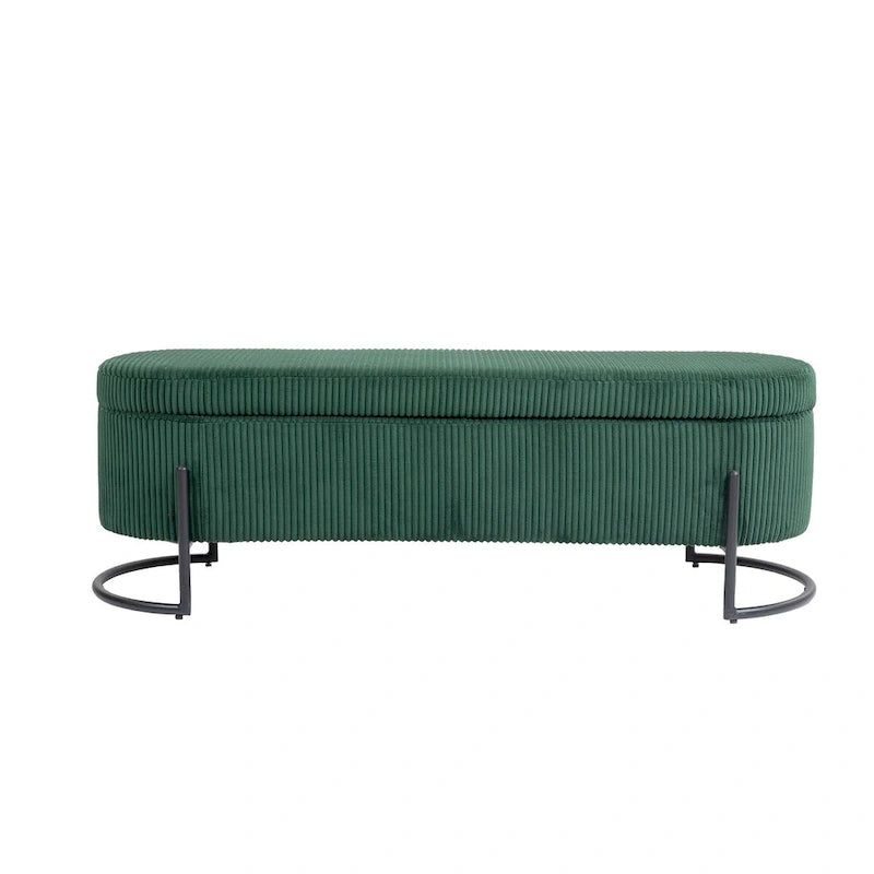 Banc de rangement tissé avec charnières de sécurité – Banc de bout de lit capitonné en velours
