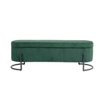 Banc de rangement tissé avec charnières de sécurité – Banc de bout de lit capitonné en velours