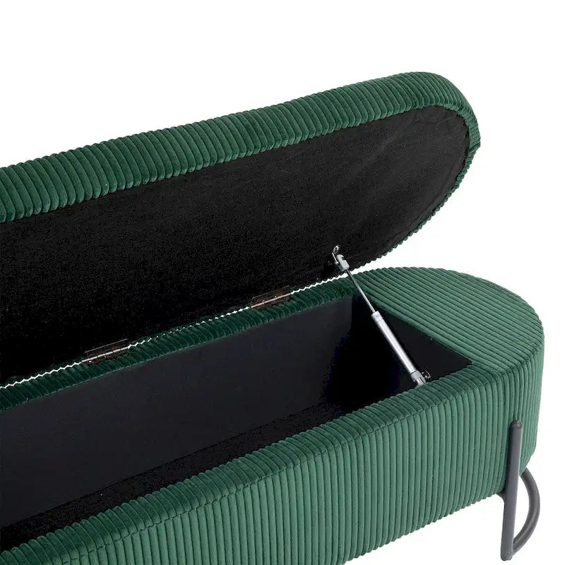Banc de rangement tissé avec charnières de sécurité – Banc de bout de lit capitonné en velours