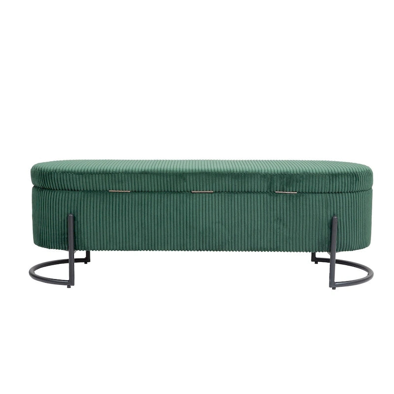 Banc de rangement tissé avec charnières de sécurité – Banc de bout de lit capitonné en velours