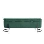 Banc de rangement tissé avec charnières de sécurité – Banc de bout de lit capitonné en velours