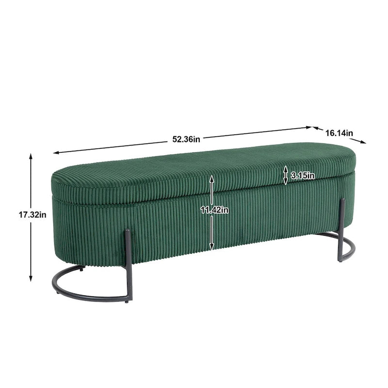 Banc de rangement tissé avec charnières de sécurité – Banc de bout de lit capitonné en velours