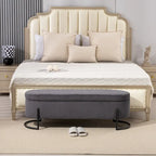 Banc de rangement tissé avec charnières de sécurité – Banc de bout de lit capitonné en velours