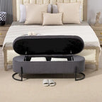 Banc de rangement tissé avec charnières de sécurité – Banc de bout de lit capitonné en velours