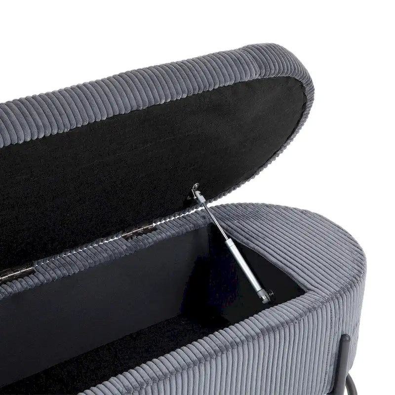 Banc de rangement tissé avec charnières de sécurité – Banc de bout de lit capitonné en velours