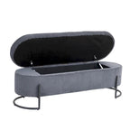 Banc de rangement tissé avec charnières de sécurité – Banc de bout de lit capitonné en velours